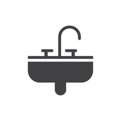 Sink icon Symbol mark in filled style