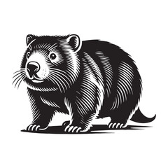 Simplified wombat silhouette for innovative media projects - Wombat illustration - minimallest wombat vector
