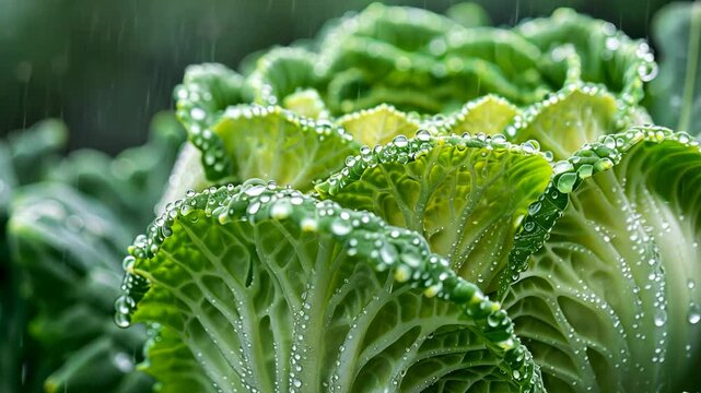 close-up of fresh savoy cabbage, highlighting its texture