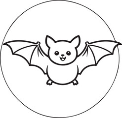 A bat coloring page line art design in white background