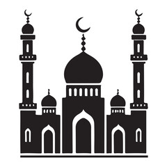 Grand Mosque Silhouette Vector Illustration Islamic Design