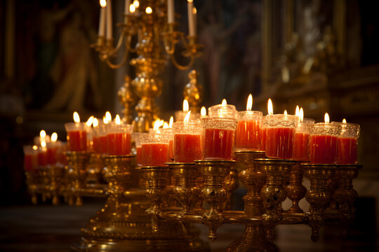 Charming spring atmosphere of holy Easter paschal holidays sunday people visiting church Generative AI