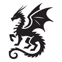 Majestic Black Dragon Silhouette Vector Art