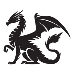 Powerful Black Dragon Silhouette Illustration Vector Graphics