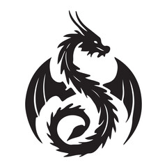 Winged Dragon Silhouette Mythical Creature Design