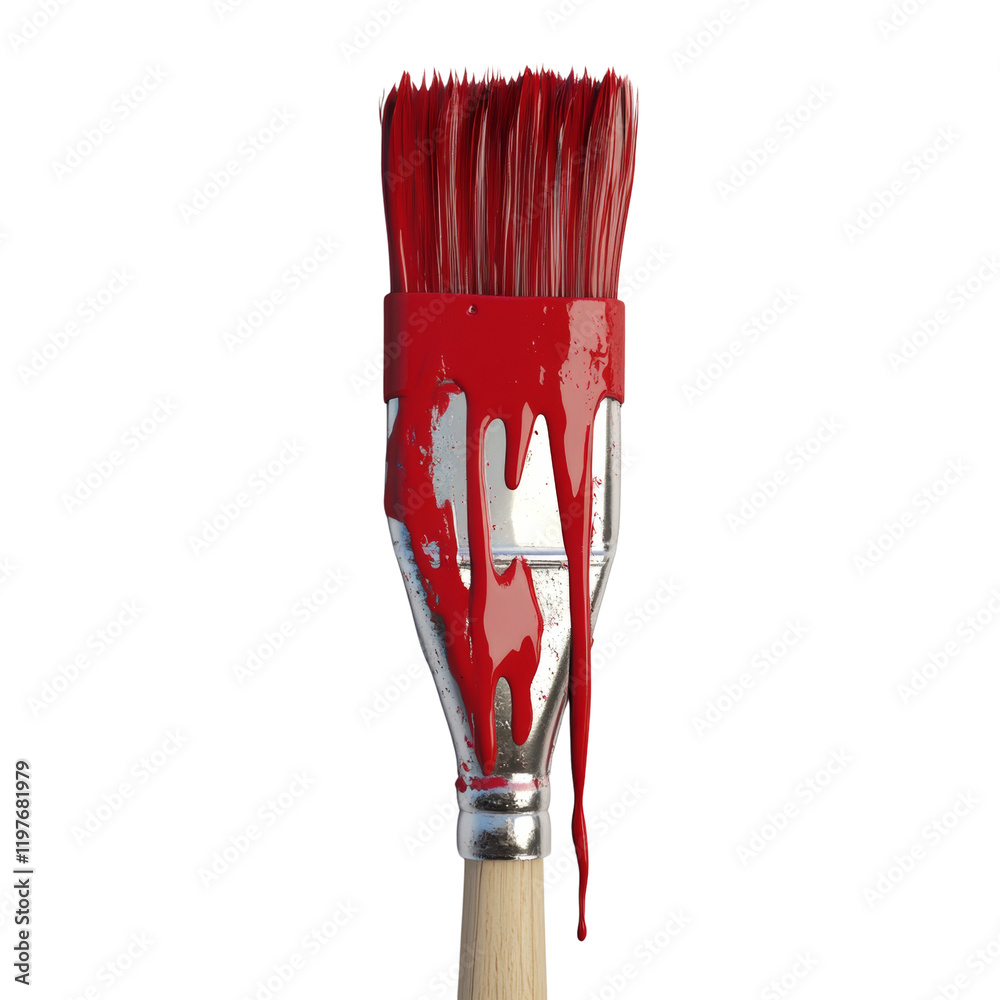 Poster A close-up image shows a paintbrush with red paint dripping from it against a black background.