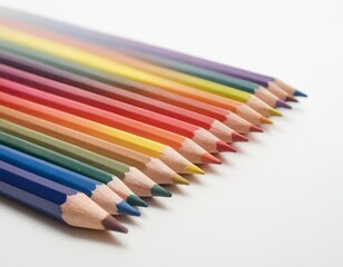 Fototapeta premium A vibrant arrangement of colored pencils in various hues, creating a cheerful and artistic display.