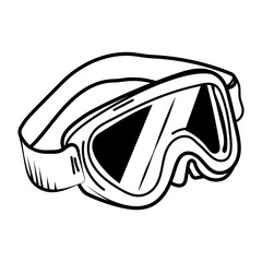 Ski goggles icon in doodle style