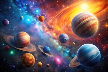 Explore deep space: celestial bodies, starry nights, and planetary systems in amazing detail.