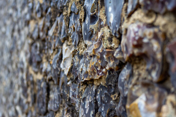 close up of flint wall