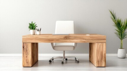 Modern minimalist home office desk setup