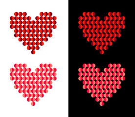 Heart Geometric Icon Vector shape Bold Abstract Red Black in black white background