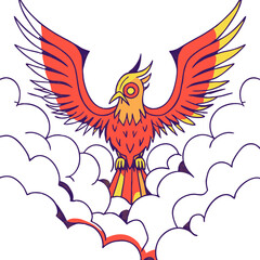 Obraz premium Stunning fantasy phoenix bird rising from flames, perfect for digital art and design projects