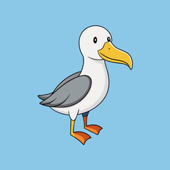 seagull on a blue background