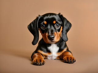 Portrait of a dachshund puppy dog close up