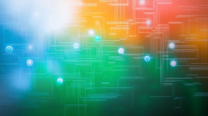 Fototapeta premium Abstract Network glowing brightly with vibrant teal orange and blue hues. AI Generated