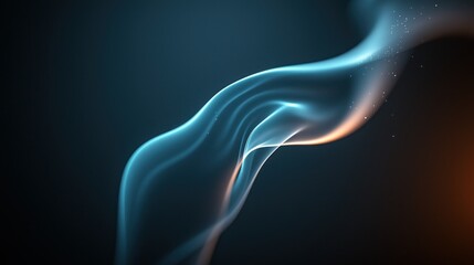 Abstract glowing wave, dark background, design element.