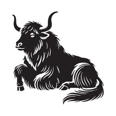Majestic yak silhouette for innovative media uses - Yak black vector
