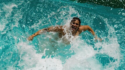 Teenage Girl Swims Laps in a Pool With Determination During a Sunny Afternoon Training Session