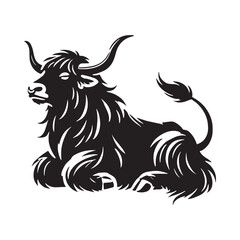 Minimalistic yak silhouette for innovative print designs - Yak black vector
