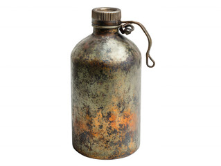 Vintage Metal Canteen Rustic Patina Antique Water Bottle Carry Handle Oxidized Finish