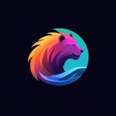 Obraz premium Colorful bear head graphic in a circular design for logos, branding and vector art usage