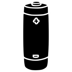 cylinder shape battery hand drawn glyph illustration
