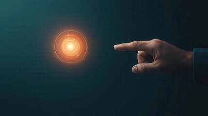 Person interacting with a futuristic financial platform with Super Savings Fund glowing at the center