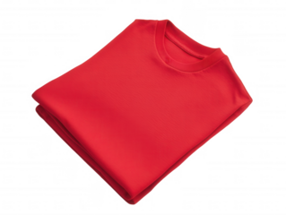 Folded Red Crew Neck T Shirt Blank Apparel Clothing Template Casual Style Soft Fabric Red Clothing