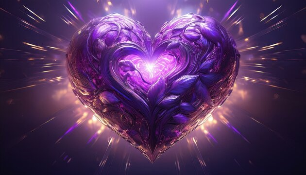 Naklejki heart in the color of the year 2025 Amethyst Shadow 