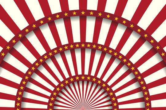 Abstract festive striped background. Circus stage with stars. Vector illustration