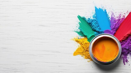 colorful paint on a white table