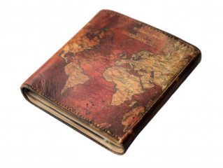 Vintage Leather Travel Journal with World Map Design Perfect for Globetrotters and Adventurers