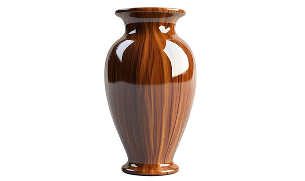 Polished wood vase, studio shot, dark background, home decor