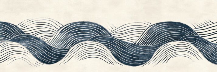Abstract wave pattern with flowing lines in monochrome design