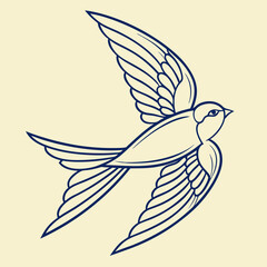 Minimalist line art of a flying bird, ideal for logos, tattoos, and modern designs.