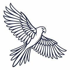 Obraz premium Minimalist line art of a flying bird, ideal for logos, tattoos, and modern designs.