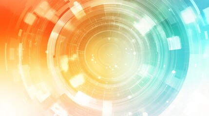 Obraz premium Abstract circular design with vibrant orange and teal colors, creating a modern digital background that evokes technology and innovation.