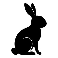 Elegant Rabbit Silhouette – Minimalist Black Bunny Illustration