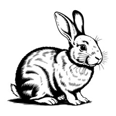 Elegant Rabbit in Classic Woodcut Illustration Style