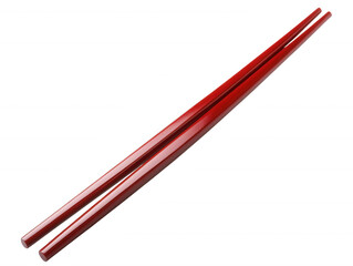 Elegant Red Wooden Chopsticks Asian Cuisine Utensils Close up Studio Shot