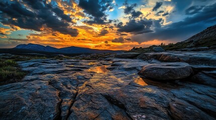 sunset in the mountains