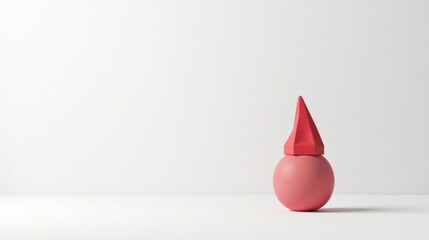 Fototapeta premium A minimalist depiction of a sphere adorned with a conical cap, set against a stark white backdrop.