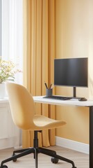 Creative desk setup modern office inspirational workspace bright environment side view artistic concept for productivity