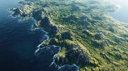 Rugged coastline exploration aerial view nature coastal environment high altitude earth concept
