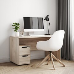 Stylish scandinavian-style desktop workspace setup for productivity modern home office minimalist environment top view
