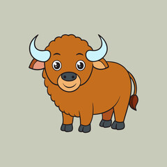 vector illustration of cartoon bull