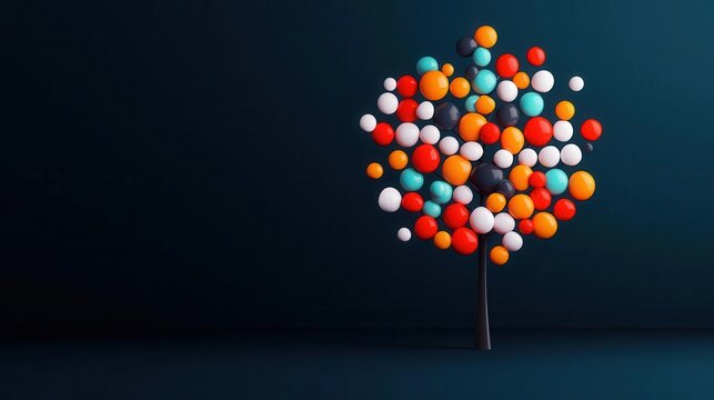 Illustration of a digital tree with equities and bonds as branches, representing the structure of a mixed fund, financial growth, stable returns