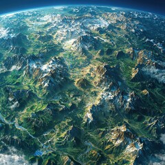 Fototapeta premium Aerial view of rocky landscapes earth nature stunning mountainous terrain high-altitude perspective