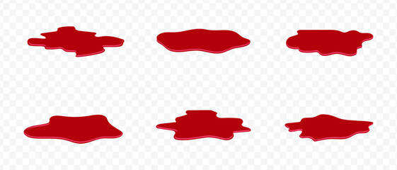 Blood spilled or paint. Puddle of blood. Bloodstain on the floor. Puddle of red paint. Site of occurrence